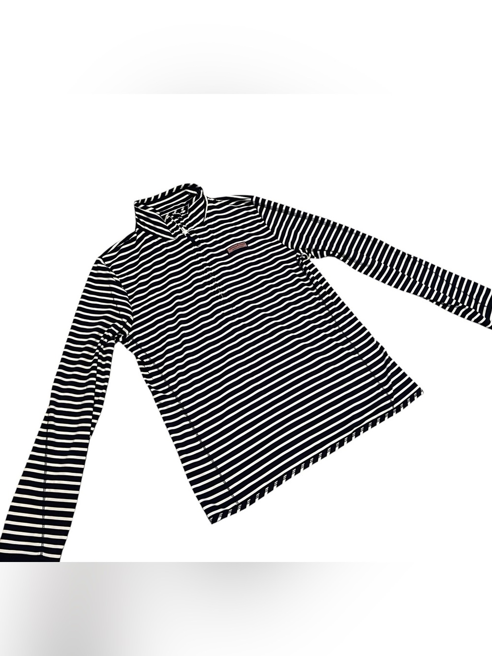 Vineyard Vines Black & White Striped Quarter-Zip Pullover
